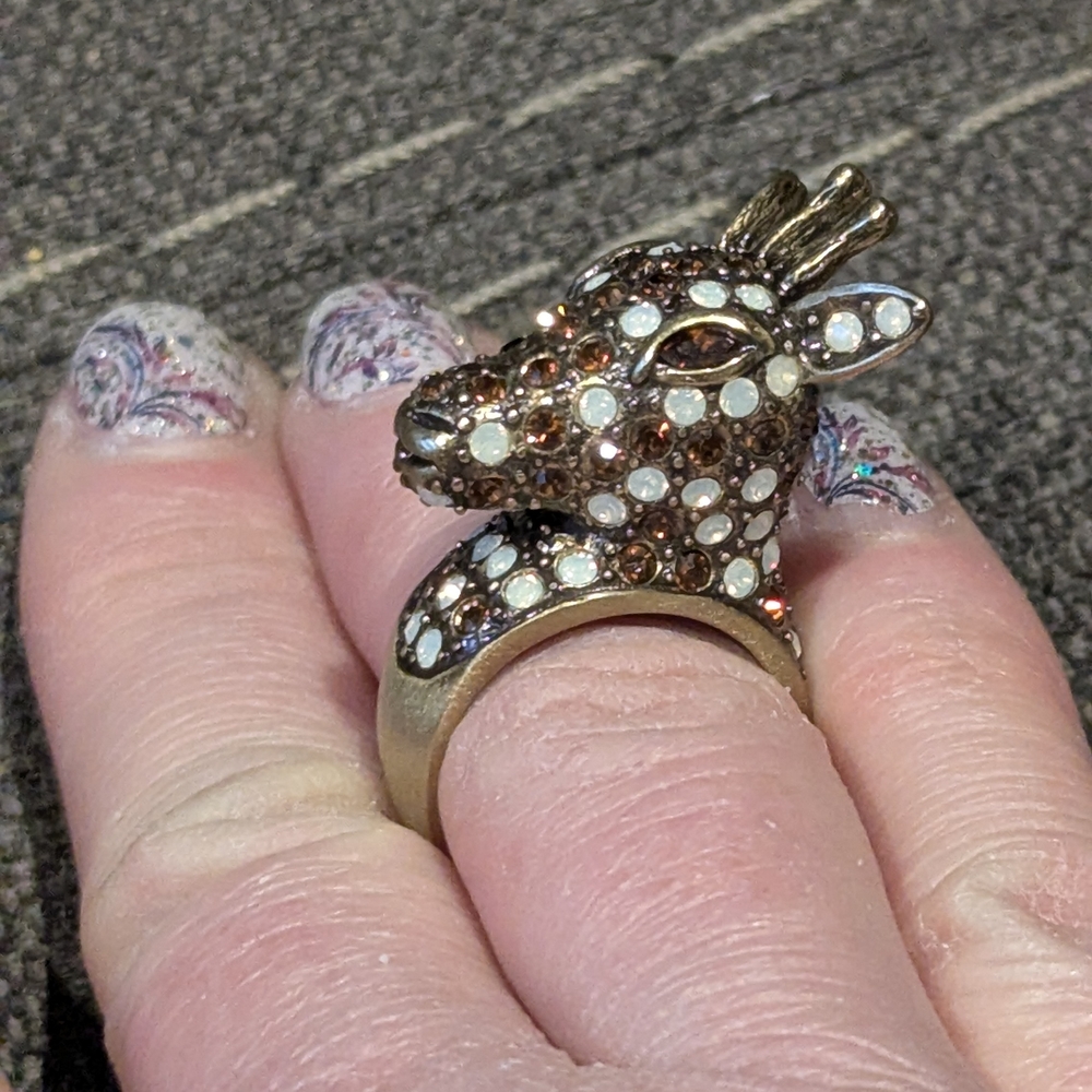 Deer Head Statement Ring - image 1